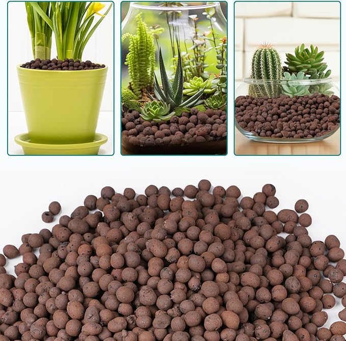 5 lbs LECA Clay Pebbles for Plants, 4-16mm Lightweight Clay Balls for Plants Drainage, Hydroponic Growing, Aquaponics, Orchid Potting Mix, Natural LECA Balls for Soil Root Development