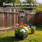 Solar Floor Lamps with Planter (2-in-1 Design), 36.5" Outdoor Solar Lamp Post - IP44 Waterproof, Warm White Lights Dusk to Dawn 6-8Hr, Easy Install for Lawn, Patio, Porch, Yard & Pathway Decor