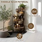 Sunlinua 40H Realistic Tree Cascading Outdoor Water Fountain with 5 Tiers | Resin material,ideal for garden patio backyard porch home decor,6 LED light,easy to install,gifts for women men mom father