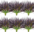 16pcs Artificial Plants Outdoor Flowers UV Resistant Fake Tall Grass Plants Faux Tropical Shrubs Plastic Greenery Bushes Front Porch Patio Garden Outside Decoration (Purple)