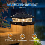 NIORSUN Solar Post Lights Outdoor, Fence Post Solar Lights Warm White, Waterproof, Garden Patio Fence Deck Decor, 4x4 Posts Cap Wood Vinyl, Black 16 Pack