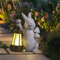 RICHIE Rabbit Statue Garden Ornaments Art Outdoor Decoration with Solar Powered LED Lights Decor for Patio,Balcony,Yard, Mum Birthday Gifts, Garden Gifts for Women, Chrismtas Gifts for Mom Grandma