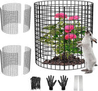 3 Pack Wire Plant Protectors, 13.5" Dia x 14" H Plant Protector from Animals, 9pcs Pre-Bent Metal Mesh to Keep Animals Out with Zip Ties & Stakes (3 Packs)