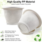 Fodetyff 8 Inch Flower Pots Planters for Indoor Outdoor Plants, 4 Pack Plastic Small Plant Pots with Drainage Hole & Tray, Modern Decorative Garden Pot with Saucer, Plant Container for House