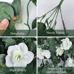 RECUTMS Artificial Rose Vine Plants Hanging 4Pieces 3.3Ft,Fake Light up Vines with 30 LED Lights Decor for Home, Office,Room, Door, Garden,Porch, Wedding Decoration (White)