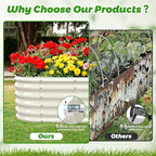 YSEJOMP 17" Tall Outdoor Garden Raised Garden Bed Kits, 4ft X 2ft Oval,0.8MM Thick Metal Raised Planter Bed/Ground Planter Box for Variety of Flowers,Herbs,Vegetables (Cream White, 48X24X16.5 Inches)
