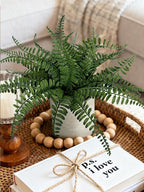 Coferset Fake Fern Small Fake Plant Fern Artificial Plants in Pot Realistic Faux Ferns Indoor for Bathroom Shelf Desk Home Office Kitchen Farmhouse Decor(Gray Pot)
