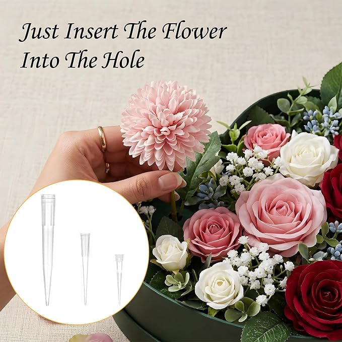 30 Pcs Floral Water Picks Flower Tubes for Fresh Flowers, Individual Floral Water Tubes Pointed End Plastic Single Flower Foam Arrangement Stem Holder for Cake Decoration