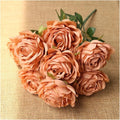 Flower Artificial, Artificial Silk Melaleuca Roses Wedding Photography Bouquets Valentine's Day Gift Home Living Room Simulation Flower Decoration(Light Coffe)