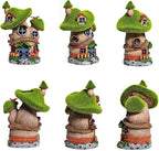 ASAWASA Flocked Mushroom Fairy Garden House with Solar Light,Funny Statue Sculptures for Garden Decor,Exquisite Cottage Figurines for Patio Lawn Yard Gift Decoration
