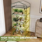 Indoor Greenhouse with Grow Lights & Wheels, 4 Tier Wire Shelf PVC Tent Portable Mini Green House Cabinet Kit for Plant Seed Starting Mushroom Grow