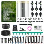 230FT Drip Irrigation Kit with Quick Connect PE Tubing, Automatic Garden Watering Sprinkler System, 2026 Upgraded Water-Saving Design with 3 Adjustable Misting Emitters, Greenhouse & Raised Bed