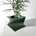 Aeon Twist Modern Planter – Black Sculptural Plant Pot for Indoor Decor Geometric Design with Drainage – Unique Home Accent for Living Room, Office, or Shelf (Green, Compact Structure: 6" x 4" WH)