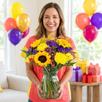 Benchmark Bouquets - Flowering Fields Sunflower Bouquet - Fresh Flowers for Delivery - Mothers Day Flowers - Get Well Gifts for Women - Birthday Flowers for Women (Glass Vase Included)
