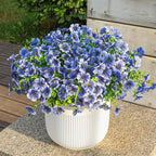 Alupssuc 24 Bundles Artificial Flowers for Outdoors Decoration, UV Resistant Silk Faux Daisy Flora Spring Fake Plastic Plants Greenery for Outside Indoor Yard Home Porch Window Box Decor, Blue