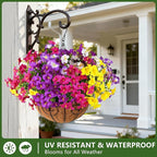 INQCMY Artificial Flowers for Outdoors Fake Plants Spring Summer Decoration, 12 Bundles Faux Petunias UV Resistant No Fade Realistic Silk Flower for Outside Planters Patio Porch Yard Window Box