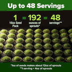HOME GROWN Premium Sprouting Seeds Mix - Microgreens 118,200 Seeds for Indoor Growing - Non-GMO Broccoli, Alfalfa, Radish, Clover Sprouts Seed - 16oz Resealable Pack for Healthy Salad & Juicing