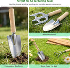 Garden Tools Set, 9-Piece Heavy Duty Gardening Tools with Clear Pocket Tote Bag, Stainless Steel Garden Hand Tools for Digging, Planting, Weeding and Pruning, Durable Gardening Kit
