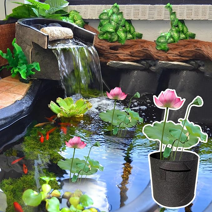 8Pack Lily Plant Pots for Pond, Thickened Nonwoven Plant Fabric Pots with Handles, Durable Breathe Reusable Fabric Plant Bags for Aquatic Plants, Potato, Carrot, Onion, Flower
