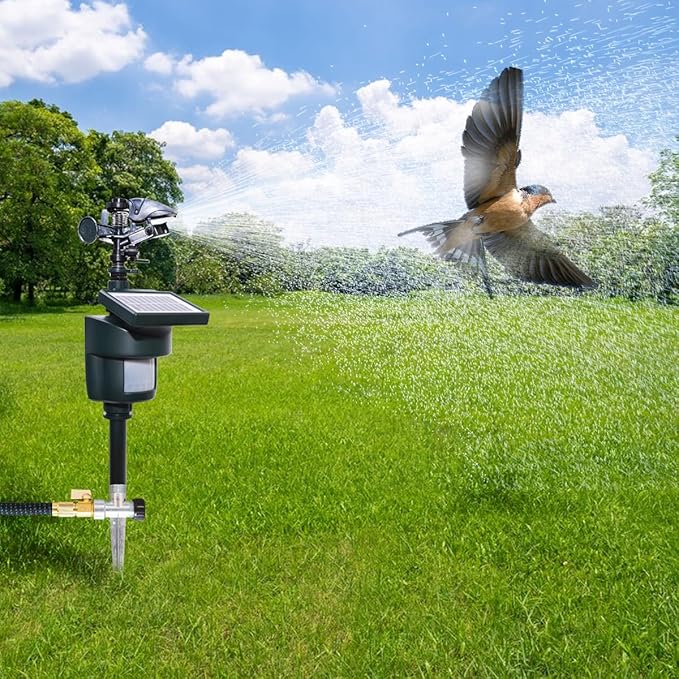 Motion Activated Sprinkler with Solar Panels Deter Animal Cat, Birds, Dogs Repellent Outdoor Lawn Motion Sensor Water Sprinkler for Garden