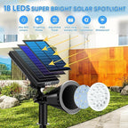 KEV Solar Spot Lights Outdoor,18 LEDs Color Changing RGB Solar Flood Lights with 8 Modes &IPX65 Waterproof,Halloween Solar Spotlight for Driveway/Backyard/Landscape/Tree(Multicolor,2 Pack)