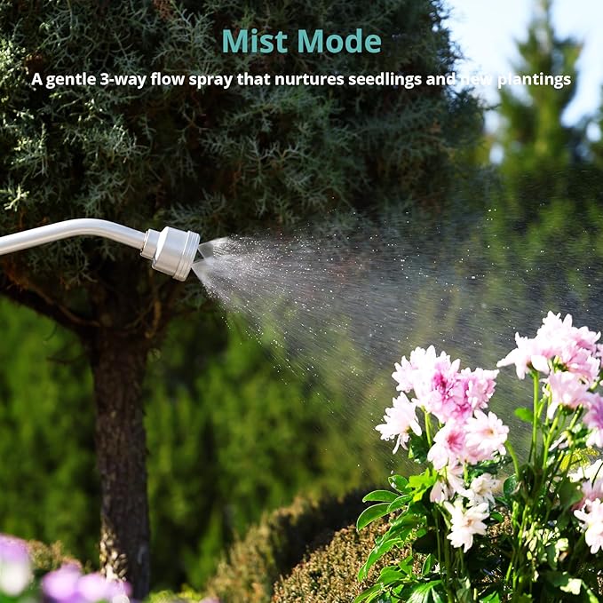 QUOBAS 24" Watering Wand with Interchangeable Spray Head, Garden Hose Sprayer Nozzle with Shower & Mist Modes, Thumb Control Long Reach Hose Nozzle for Hanging Baskets, Lawn, Garden & Outdoor Watering