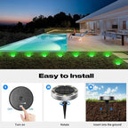 Peasur Solar Ground Lights Outdoor, 12 Pack Flat Solar Powered Disc Lights, IP68 Waterproof, Anti-Rust, Landscape Lighting for Pathway Garden Yard Lawn Walkway Landscape Driveway, Green