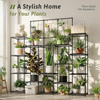Metal Plant Stand Outdoor 63" Tall Plant Shelf for Plants 14-Tier Large Plant Sheves for Indoor Plants Living Room Heavy Duty Rack Garden Balcony Patio Hanging Planter