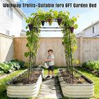 7Ft Adjustable Garden Arch Trellis for Climbing Plants Outdoor, Heavy Duty Rustproof Stainless Steel Cucumber Trellis for Raised Beds, Tall Metal Plant Support for Tomato, Squash, Beans, Flowers