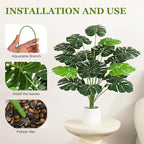28'' Fake Plants Large Artificial Monstera Faux Plants Indoor Tall Plant, with White Planter Ideal, for Home Living Rooms, Patios, Porches, Bathrooms, and Outdoor Decor