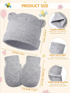 Geyoga 12 Pieces Newborn Hat Mittens Gloves Set Baby Boys Girls Cotton Baby Beanie for 0-12 Months