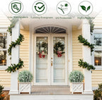 Artificial Boxwood Topiary Ball Trees – 2 Pack 24.5", Faux Plants, Shrubs & Bushes Outdoor with Spike, UV-Resistant Fake Greenery for Planters Porch Garden Home Office – White