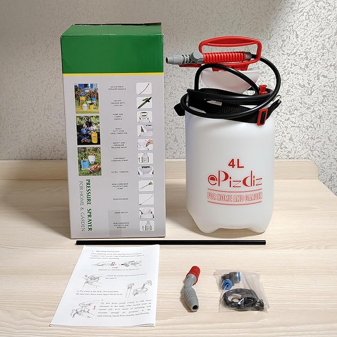 Watering Can Device for Watering Hanging Plant Basket Hard to Reach High Plant Waterer Sprayer 1 Gallon (Red 4L)