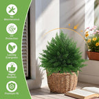 Grooy Artificial CedarTopiary Bushes for Outdoors with Spike, Set of 2 Cypress Topiary Trees with UV Resistant, Outdoors Fake Shrubs Faux Plants for Front Porch Indoor Outdoor Decor