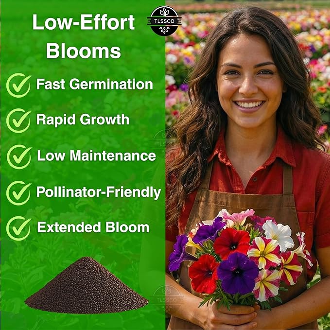 5500+ Petunia Seeds, Pack for 2026 USA Premium Non-GMO Flower Seeds Mixed Rainbow Color, Bonsai, Grandiflora Flowers, Pollinator Garden, Open Pollinated, Indoor and Outdoor