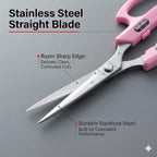 Saboten Stainless Steel Straight Blade Trimming Scissors Pink PT-12 160mm Precision Gardening Bonsai and Floral Shears Made in Japan