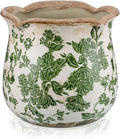 Newtay 6 Inch Ceramic Planter Green Scroll Planter Decorative Plant Pots with Crackle Glaze for Home Garden Kitchen