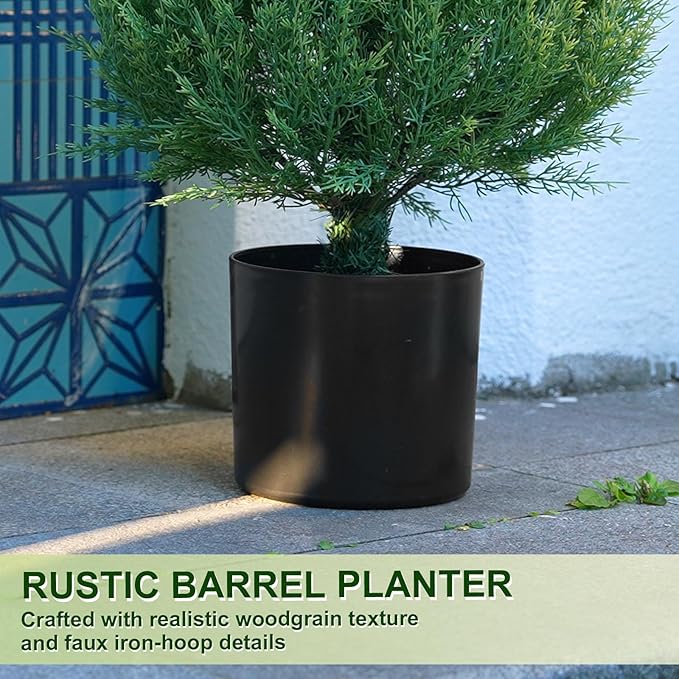 2Pack 3FT Artificial Cedar Trees in Pots, UV Resistant Faux Evergreen Plants for Indoor Outdoor Decoration, Modern Porch & Entryway Greenery