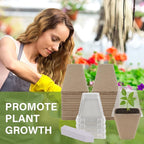 winemana Seed Starter Peat Pots,Biodegradable with Humidity Dome and Labels For Plant Nursery, Seedlings Planting For Indoor Outdoor Garden (Square)36 Set