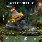 Solar Gnome Statue Outdoor Decor,Gnome on Turtle Figurines with LED Light for for Fairy Garden Yard Balcony Lawn Christmas Housewarming for Women Mom Grandma