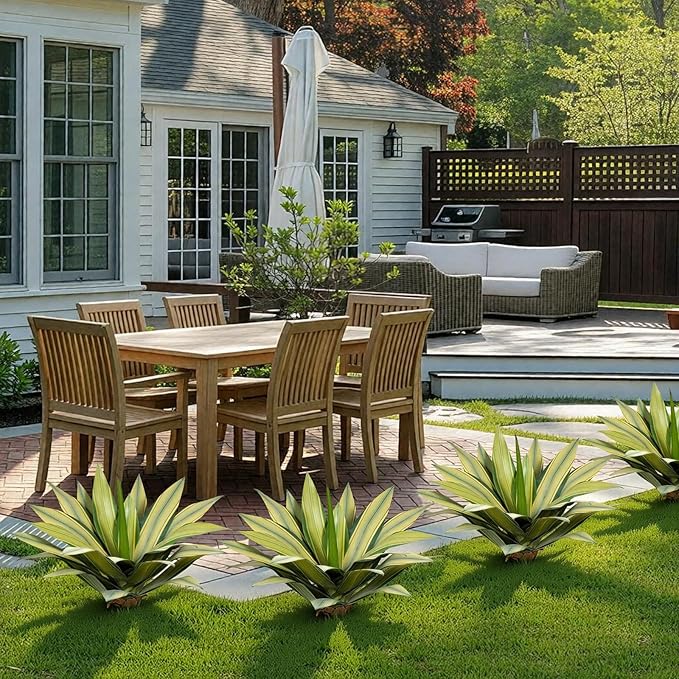 Artificial Agave Plant Outdoor 22” Tall, Large UV Resistant Fake Agave Plants with 23 Pre-Dusted Leaves, Faux Succulents Plant for Home Front Porch Patio Garden Yard Indoor Decor 2Pack