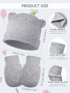 Geyoga 12 Pieces Newborn Hat Mittens Gloves Set Baby Boys Girls Cotton Baby Beanie for 0-12 Months
