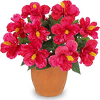 Briful Artificial Hibiscus Flowers in Pot, 14.1" Faux Tropical Flower Plant for Outdoor Porch, Potted Hot Pink Hibiscus Tabletop Decor for Living Room, Dining Table, Office, Indoor Home Décor