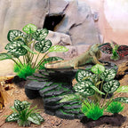 Moonorange Reptile Artificial Plants, Terrarium Plants Decorations Supplies, Aquarium Fish Tank Plant, Amphibian Habitat Hideout Tank Accessories(M Set-4pcs/B)