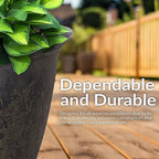 Sunnydaze 24-Inch Anjelica Large Plastic Pot for Plants - Outdoor Double-Walled Large Plastic Planter with Drillable Drainage Holes - Sable - 4pk