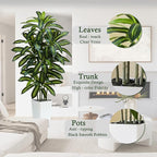Artificial Dracaena Tree：5FT Faux Silk Tropical Yucca Floor Trees Realistic Fake Green Plant with Natural Wood Trunk & Lifelike Leaves for Home Office Decor Indoor & Outdoor (5FT,1-Pack,White)