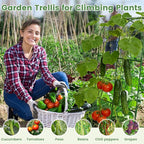 Cucumber Trellis, Metal Garden Arch Trellis for Raised Bed, 32 x 48inch U-Shape Garden Trellis for Climbing Plants Outdoor, Vegetables Fruit Plant Support with Netting, Gardening Supplies (Green)