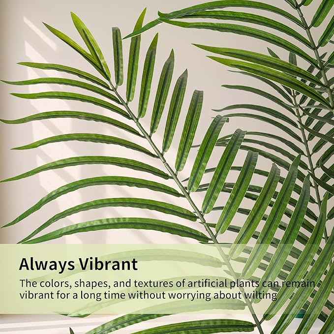 Artificial Palm Tree 4ft Tall Fake Palm Tree Indoor Decor Faux Tropical Areca Floor Plant in Pot, Artificial Silk Plant for Home Office Living Room Decor Indoor