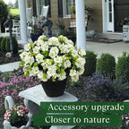 Artificial Geranium Flowers for Outdoor Decoration, 6 Bundles UV Resistant Silk Geranium Fake Plants Faux Flowers for Front Porch Garden Patio Window Box Outside Indoor Decor (White)