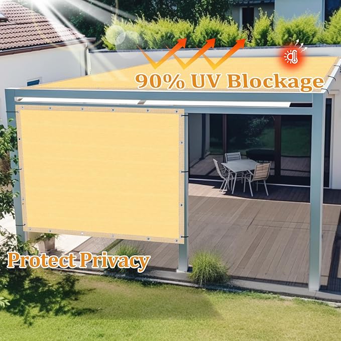 Shade&Beyond Customized Size 6' X 7' Shade Cloth with Grommets, 90% UV Protection UV Protection Mesh Tarp Sun Screens for Patio GN01, Sand